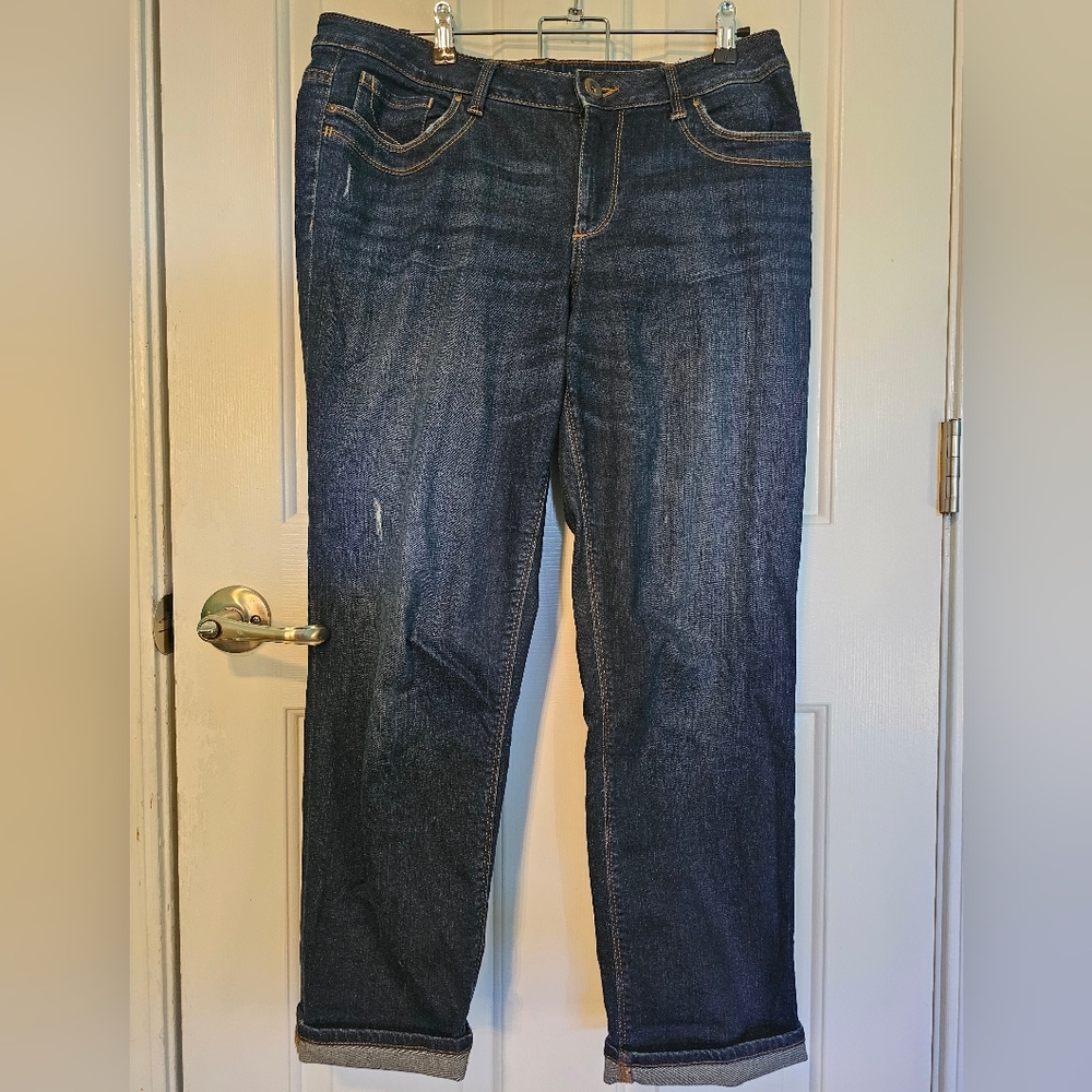 Sonoma Lightly Distressed Blue Jeans w/ Cuff Women's Size 10